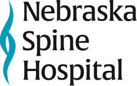 Logo of Nebraska Spine Hospital with a blue and black design.