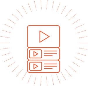 Icon of a video player with play buttons on a white background