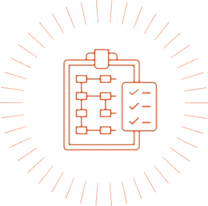 Icon of a clipboard with a document on a white background