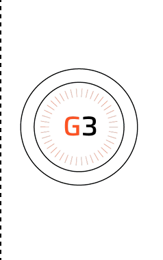Circular design with 'G3' in the center on a white background